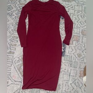 Zara burgundy long sleeve midi dress